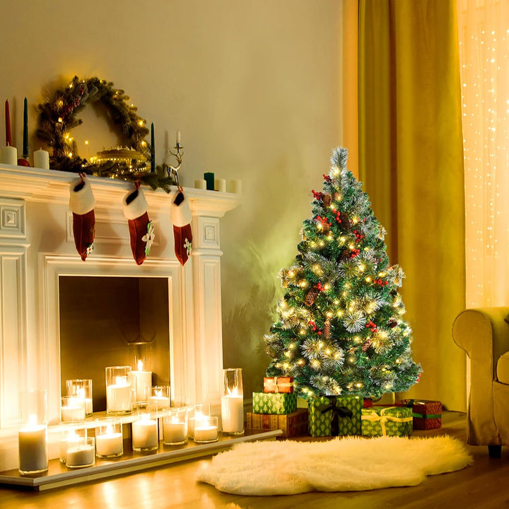 Aufun Künstlicher Weihnachtsbaum Tannenbaum mit Beleuchtung 260 LED warm-weiss inkl. Metallständer 4