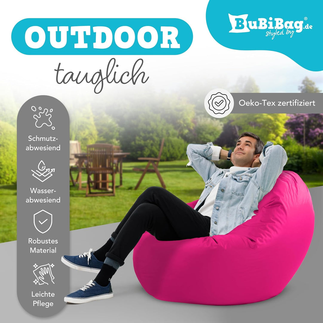 BuBiBag 2in1 Sitzsack L - XXL mit Füllung für Kinder &amp; Erwachsene, Gaming Beanbag &amp; Bodenkissen für