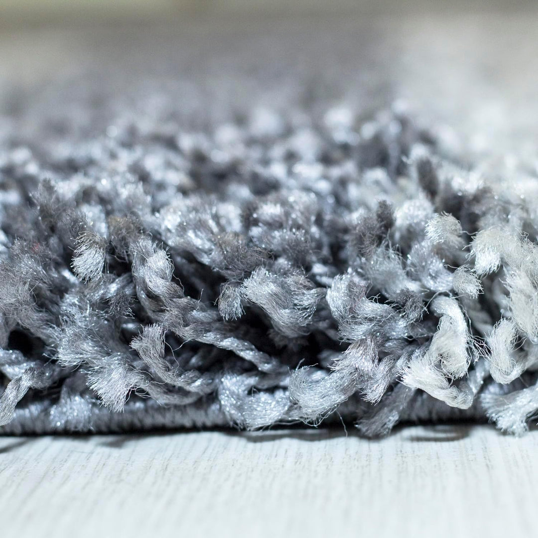 Carpetsale24 Teppich Wohnzimmer Moderne Kariert Design Shaggy Flokati 100 x 200 cm Grau - Hochflor T