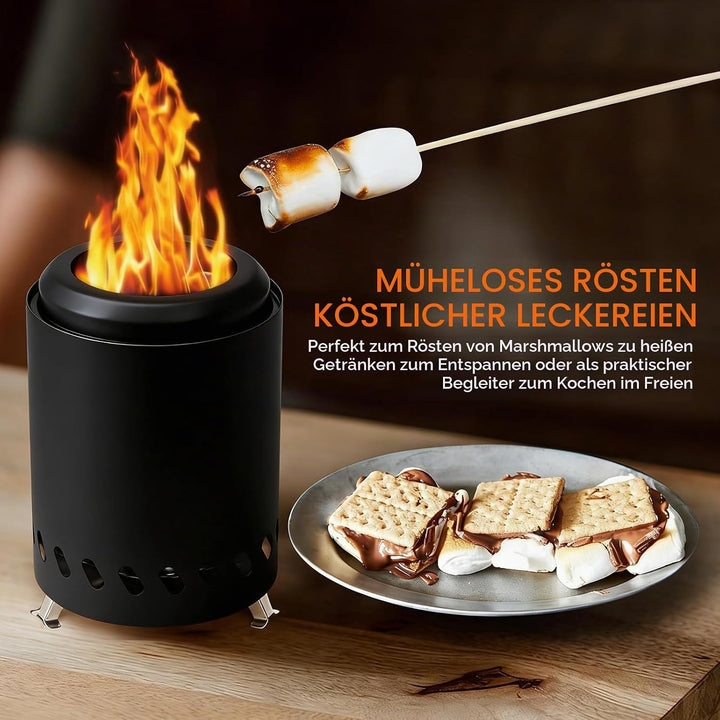 Rauchfreie Tischkamin Outdoor, Edelstahl Feuertonne Mini Feuerstelle für Balkon Terrasse Camping, Tr
