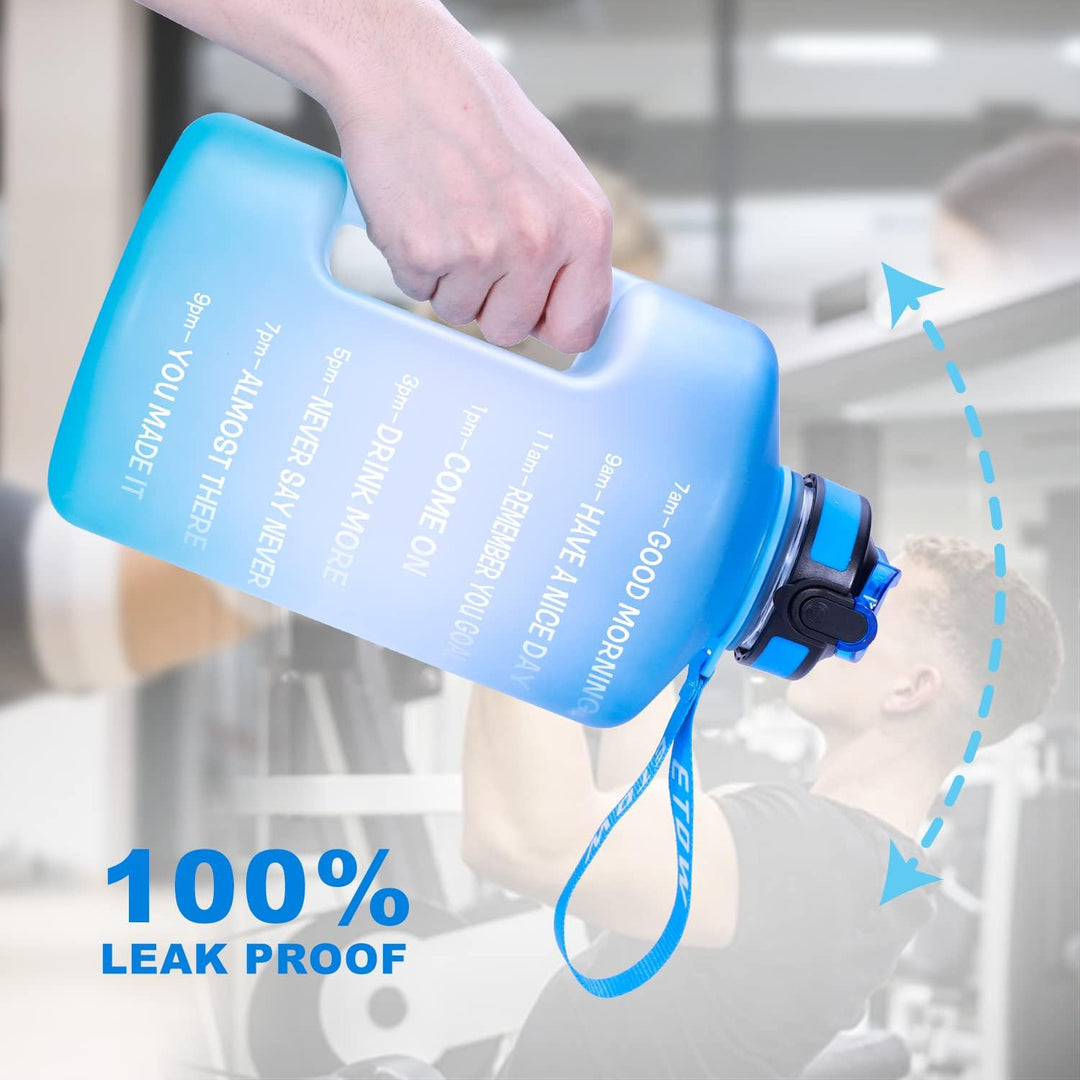 3,78 Liter Trinkflasche Sport mit Zeitangaben und Strohhalme, 3,78L Gross Sportflasche BPA Frei, Aut