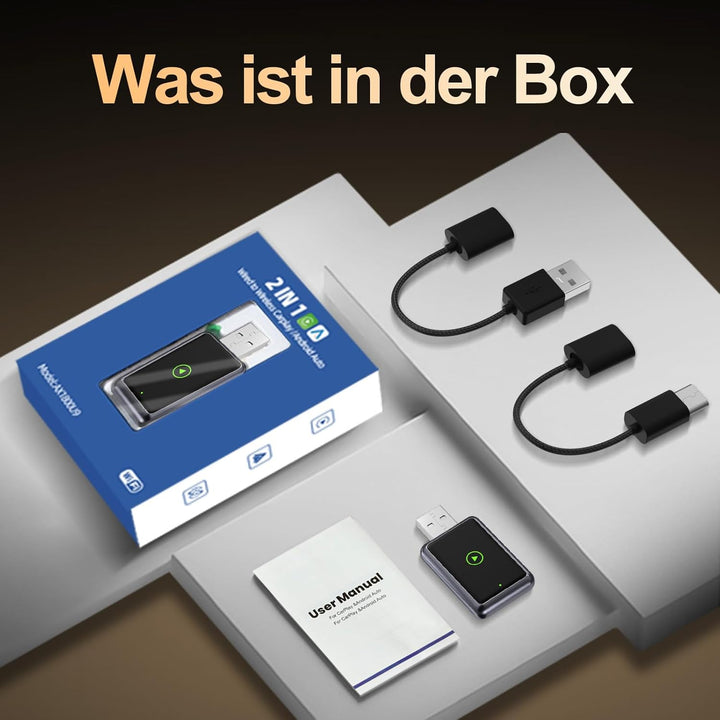 Wireless Carplay Adapter für iPhone, Konvertieren Sie Wired Carplay zu Wireless, 2 in 1 Plug and Pla