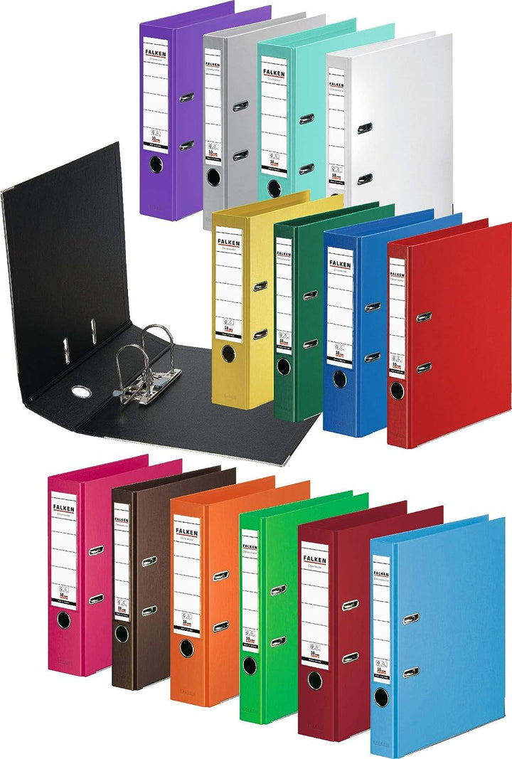 Original Falken 10er Pack Chromocolor Premium-Ordner. Made in Germany. Kunststoffbezug aussen und in