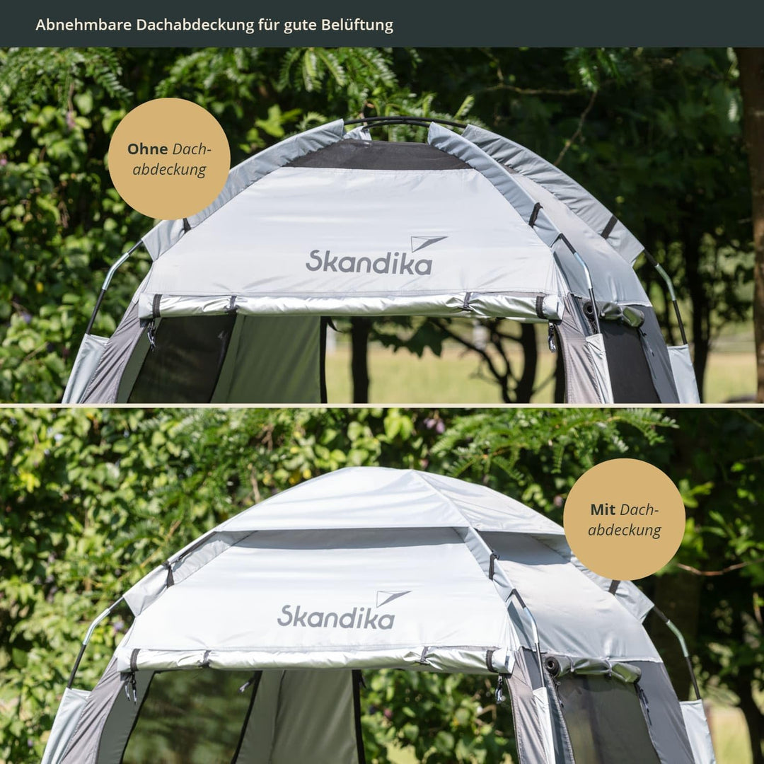Skandika Camping Duschzelt | grosses Umkleidezelt mit 230 cm Stehhöhe, silberbeschichtet, Blickdicht