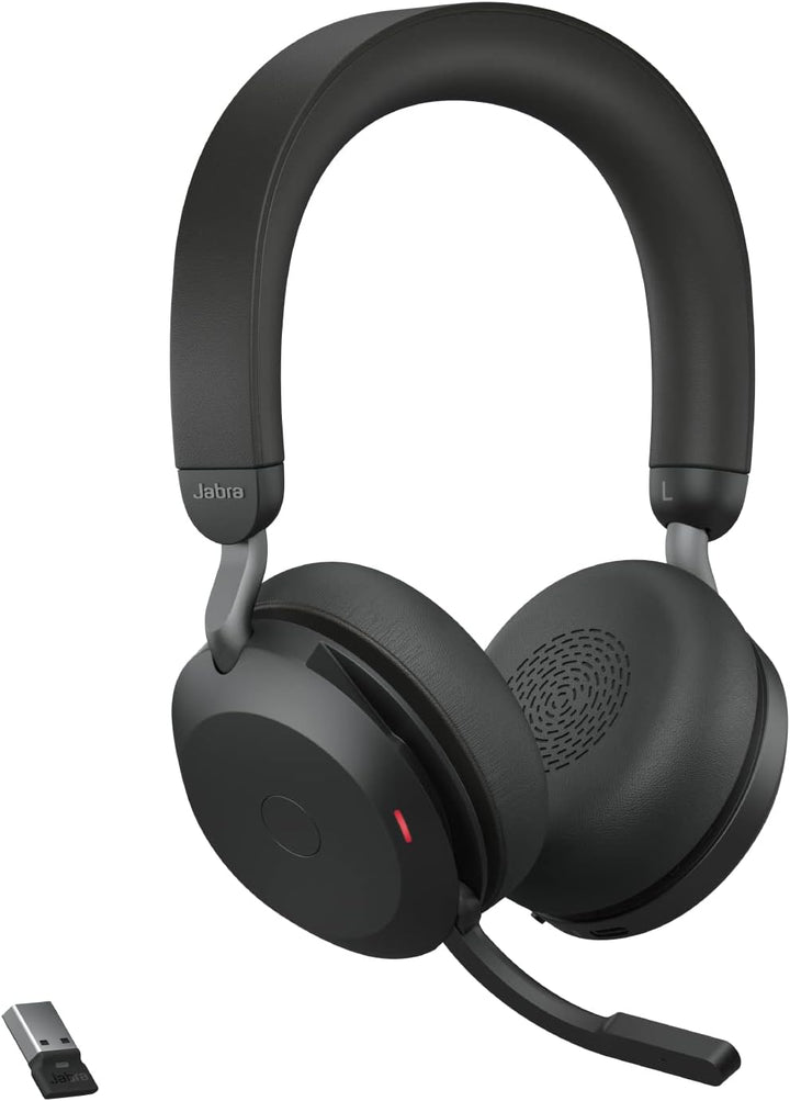 Jabra Evolve2 75 Wireless PC Headset mit Ladedock, 8-Mikro-Technologie - Dual-Foam-Stereo-Kopfhörer
