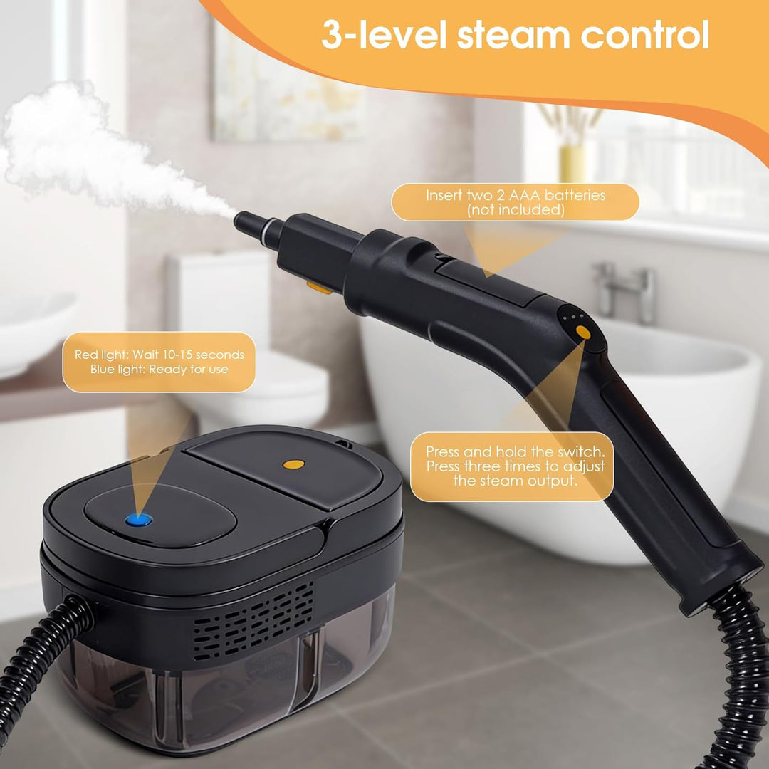 Dampfreiniger Boden 2500W, 3-stufig verstellbarer Griff und 3M Netzkabel, 1,6L Fassungsvermögen, Tra