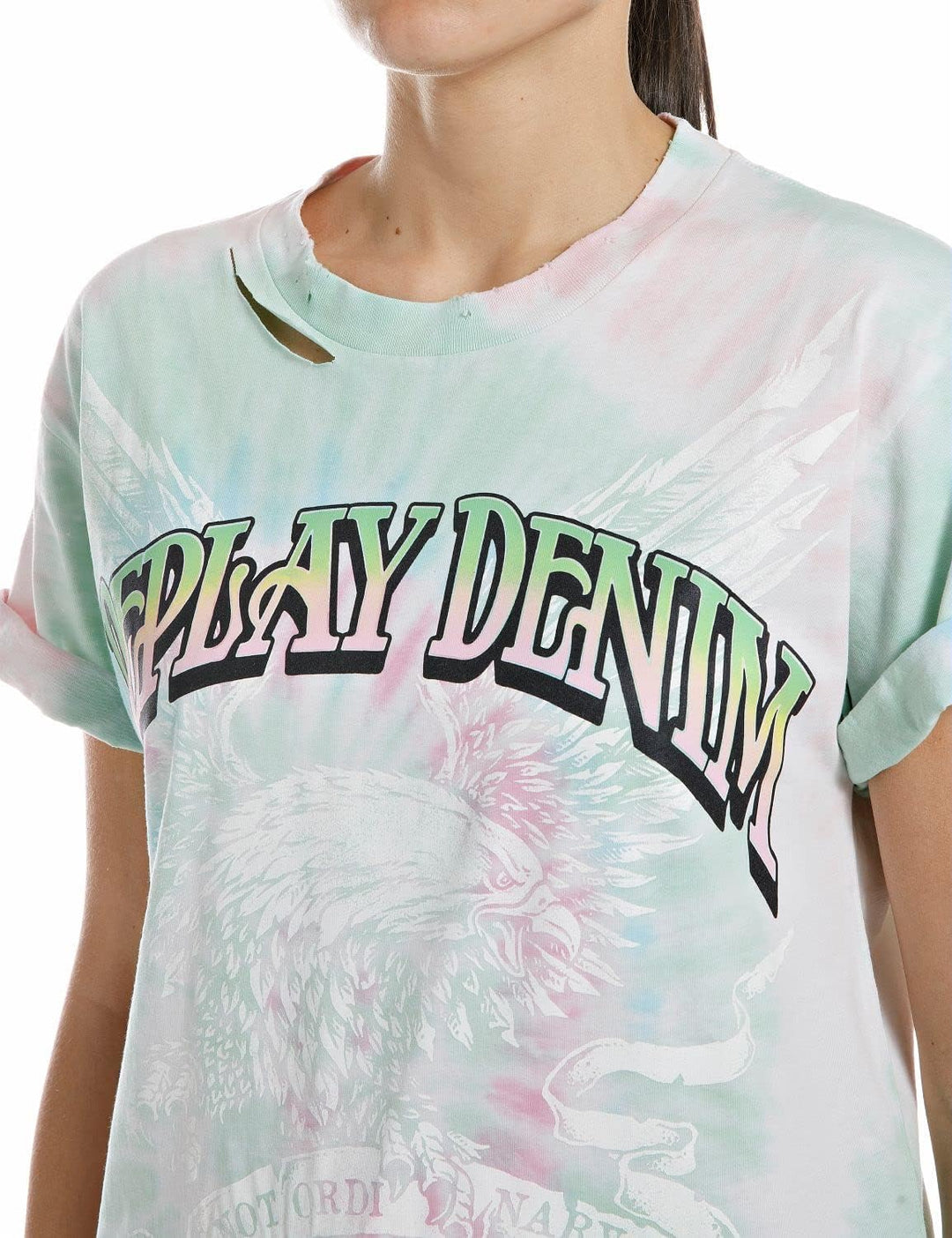 Replay Damen T-Shirt XS 010 Multicolor, XS 010 Multicolor
