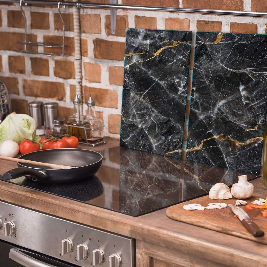 QTA | Herdabdeckplatten 2x30x52 cm Ceranfeld 2-Teilig Universal Elektroherd Induktion für Kochplatte