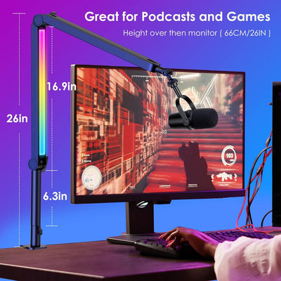 YOUSHARES RGB Mikrofon Arm kompatibel mit Shure SM7B, MV7, HyperX QuadCast, ProCast, Blue Yeti, Rode