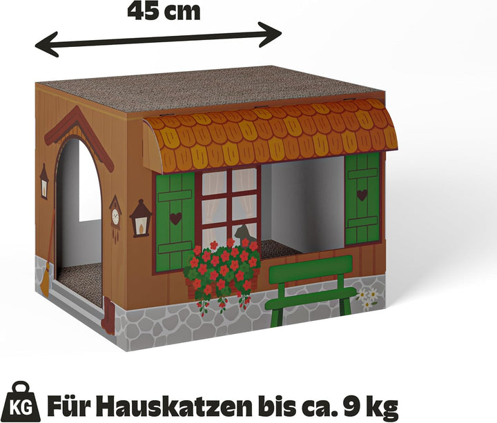 Cat’s Palace Katzenhaus Urige Almhütte – Rückzugsort & Kratzmöbel mit 2 Kratzflächen für Katzen | 45