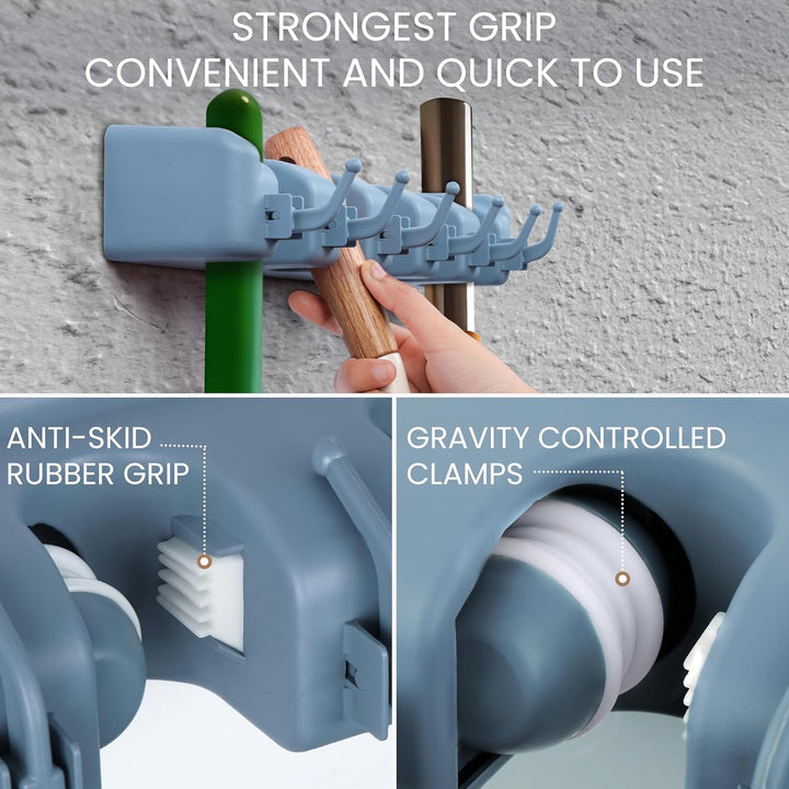 BELLE VOUS Gartenwerkzeughalterung - Combisystem - Gerätehalter mit 6 Haken - Besenhalterung Wand -