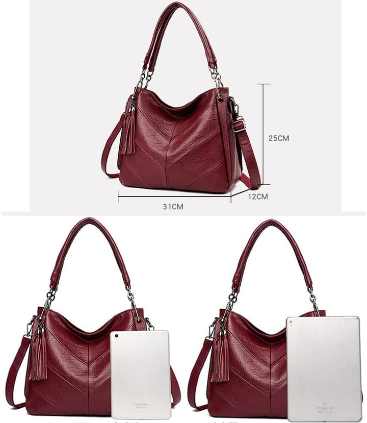 Kris Anna Damen PU Leder Hobo Schulter Handtasche Schwarz EINWEG, Schwarz