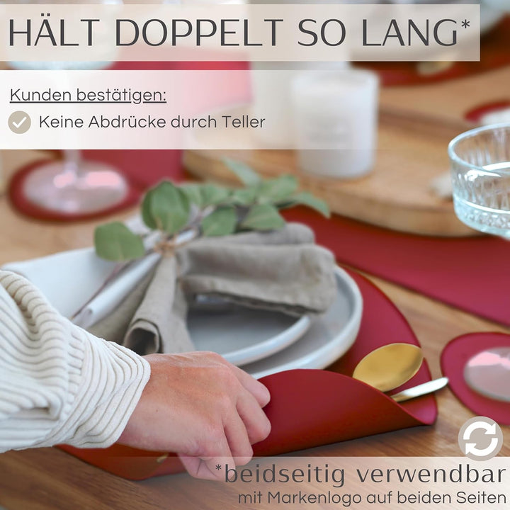 Mahewa® 6er Set Premium Tischset aus Leder-Imitat - Kunstleder Platzset abwaschbar und wasserdicht -