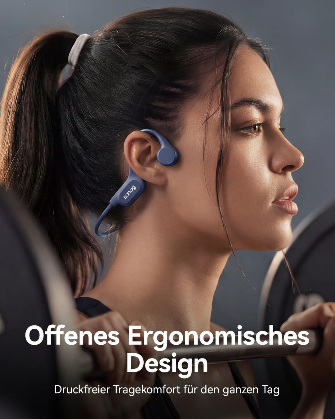 SANAG Knochenschall Sportkopfhörer, Open-Ear-Ohrhörer mit Bluetooth 5.3, Mikrofon mit Geräuschunterd