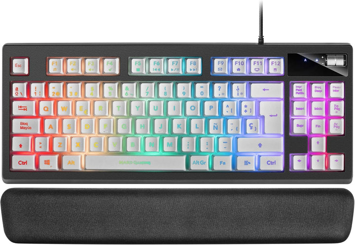 Mars Gaming MKAXWPT TKL H-Mech Kompakttastatur, RGB-Beleuchtung mit 9 Effekten, Gel-Handballenauflag