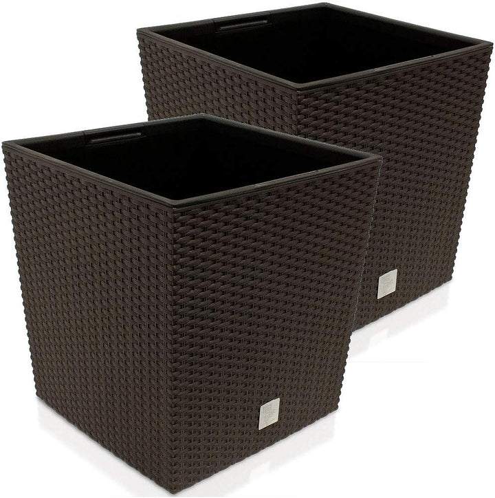 Deuba Blumentopf 2er Set 35L Innentopf Mit Griffen Wetterfest Rattan Innen- Aussenbereich Übertopf P