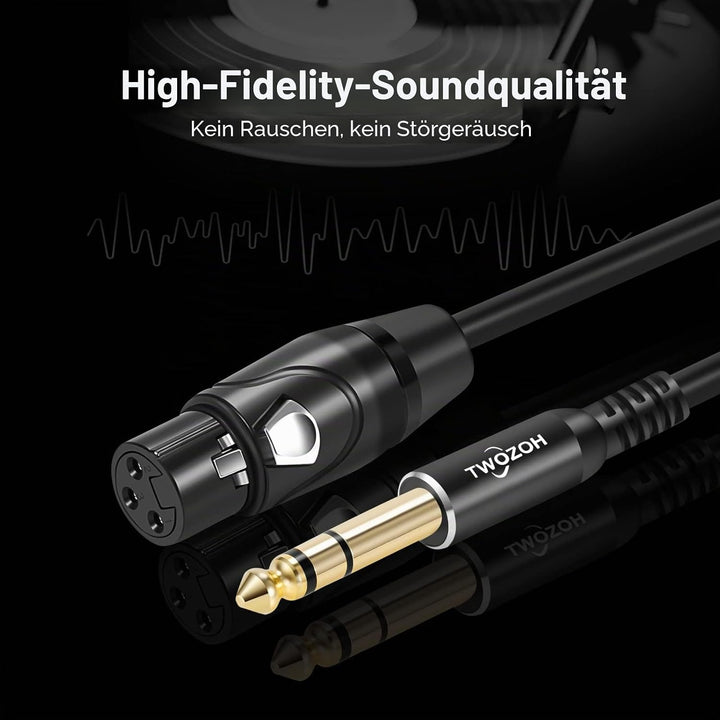 Twozoh XLR Buchse auf Klinke 6,35 mm(1/4") TRS Kabel 10M 2 Stück, Stereo XLR auf Klinke 6,3 Symmetri
