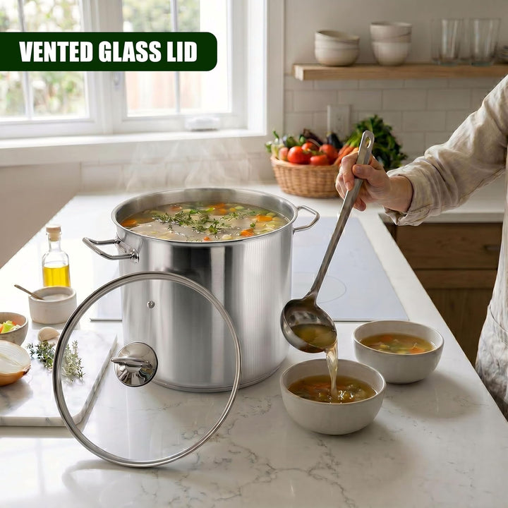 HI Universaltopf mit Glasdeckel (20l & 28cm Durchmesser) - 20 Liter Edelstahl Topf gross, Kochtopf I