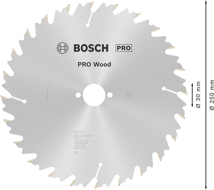 Bosch 1x PRO Wood Kreissägeblatt für Netz-Tischkreissägen (für Weichholz, Hartholz, Ø mm, Profession