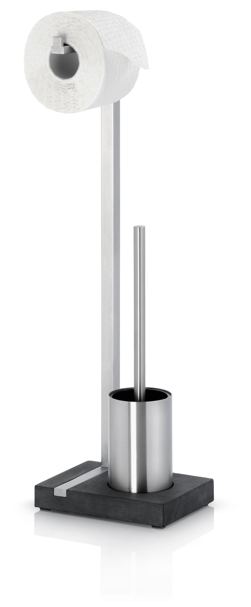 blomus -MENOTO- Stand WC-Garnitur aus mattiertem Edelstahl, freistehender Toilettenbutler, platzspar