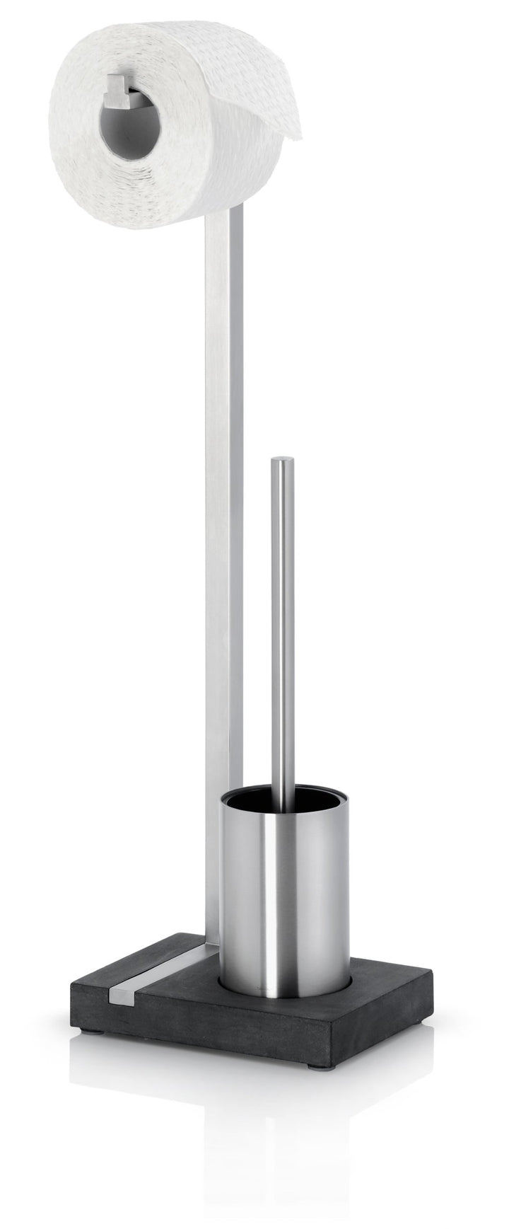 blomus -MENOTO- Stand WC-Garnitur aus mattiertem Edelstahl, freistehender Toilettenbutler, platzspar