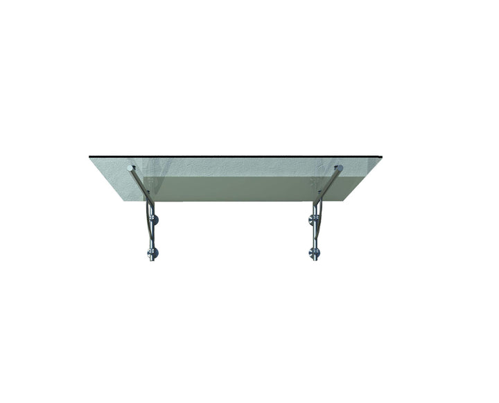 Shop Vordach Glasvordach Türvordach Verbundsicherheitsglas Klarglas VSG Edelstahl (180x90cm (2X LB-H
