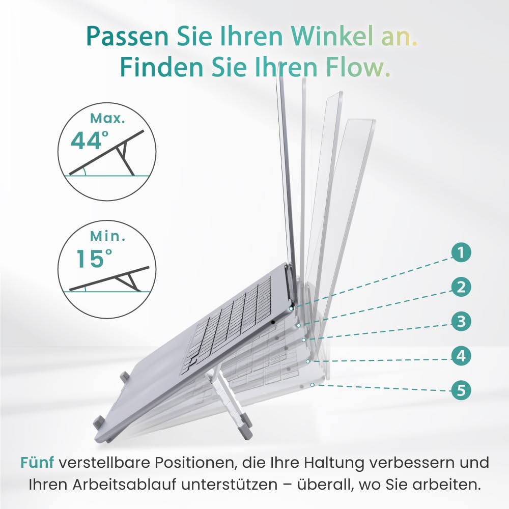 BELLEMOND Verstellbarer Laptopständer | Faltbar, Aluminium | Ergonomisches X-Frame-Design aus Japan