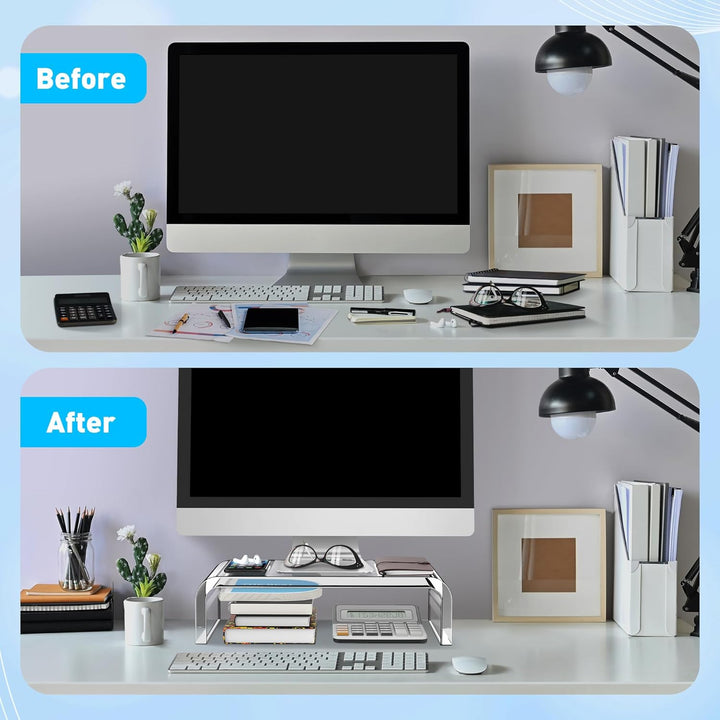 AboveTEK Acryl-Monitorständer Klarer Monitorständer & Computer-Schreibtischständer, Premium-Acryl-La