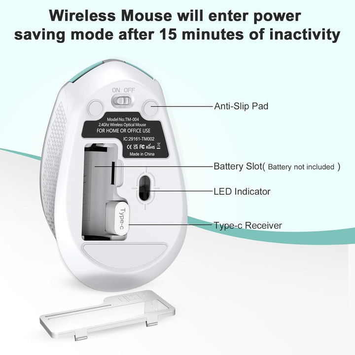 RaceGT Funkmaus USB C, Maus Kabellos 2,4Ghz mit USB C Empfänger 3 Verstellbare DPI Level Silent Mous