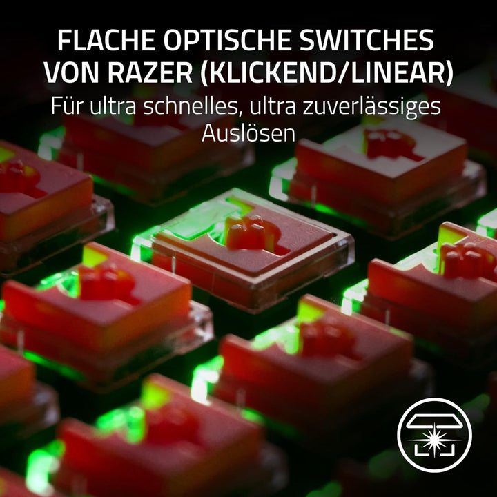 Razer DeathStalker V2 Pro (Red Switch) - Kabellose Optische Low-Profile-Gaming-Tastatur (Lineare Opt