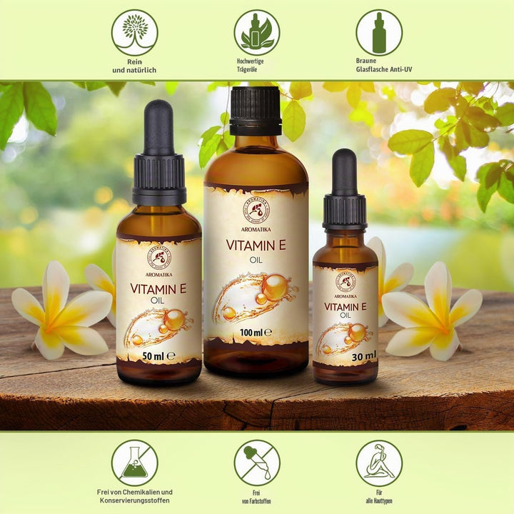 Vitamin E Öl 100ml - Natürlich - Reich an Vitamin E - Vitamin E Oil - Pflege für Gesicht - Körperpfl