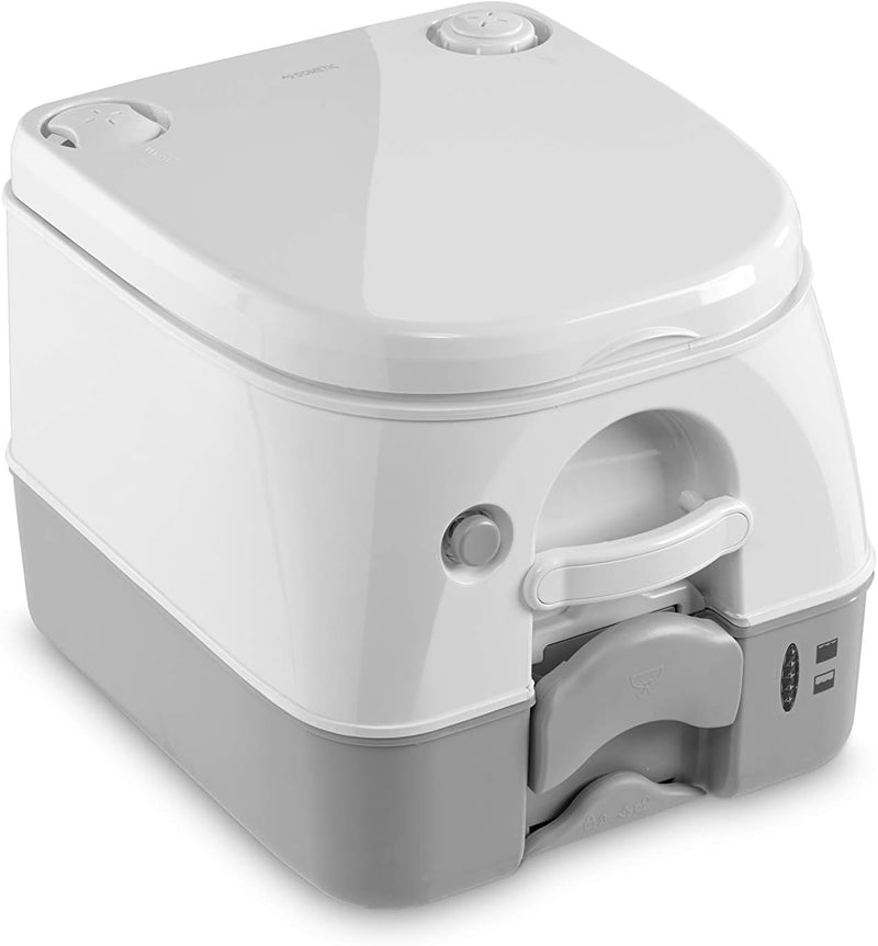 Dometic 9108557679 Portable 972 mit 360° Druckspülung Campingtoilette, Weiss/Grau Tragbare Toilette