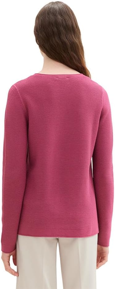 TOM TAILOR Damen Basic Strickpullover aus Bio-Baumwolle M 16348 - Pink Velvet, M 16348 - Pink Velvet