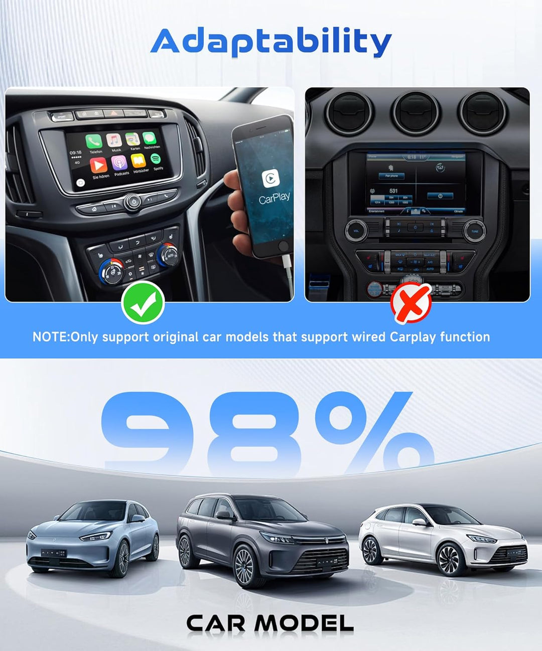 2025 Wireless Carplay & Android Auto Wireless Adapter, 2 IN 1 Stick Konvertieren Wired Android Auto/