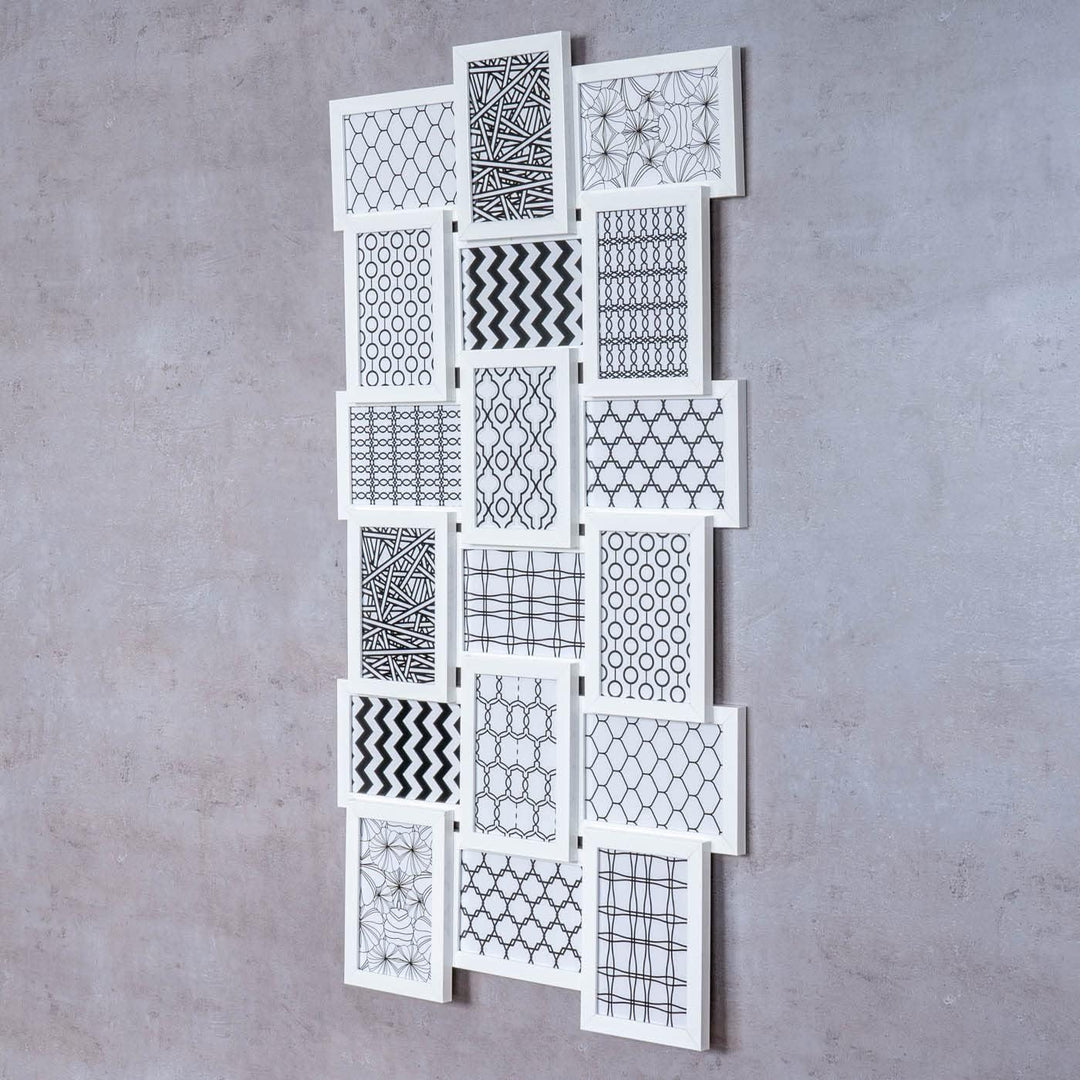 Bilderrahmen 18 Fotos 10x15 Weiss Holz-Optik Nachhaltig Bildergalerie Fotocollage Deko Recycled Coll