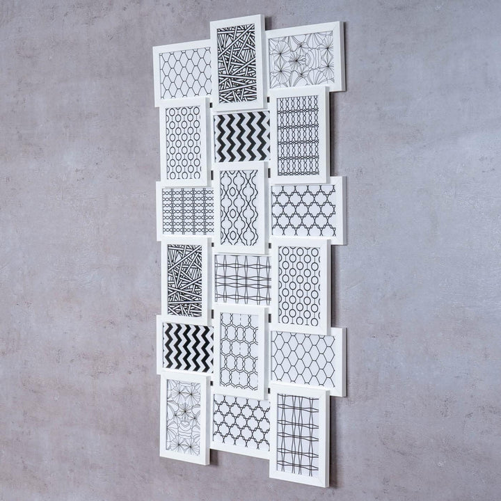 Bilderrahmen 18 Fotos 10x15 Weiss Holz-Optik Nachhaltig Bildergalerie Fotocollage Deko Recycled Coll