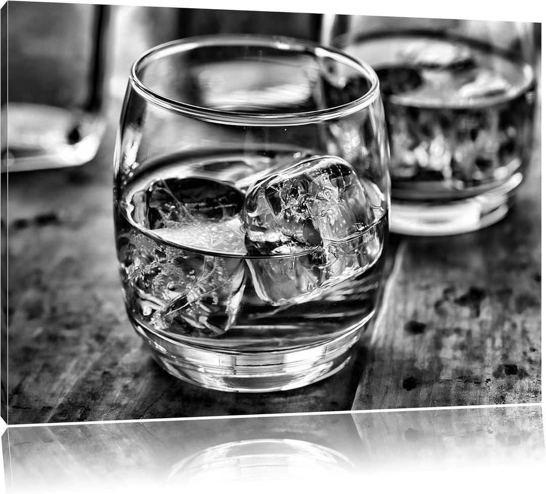 Pixxprint Goldgelber Whiskey als Leinwandbild/Grösse: 100x70 / Wandbild/Kunstdruck/fertig bespannt,