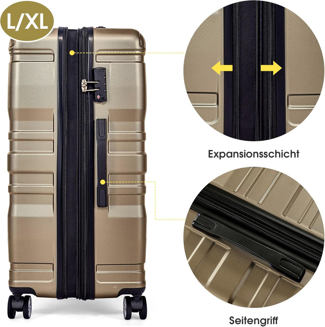 Merax Hartschalenkofferset Hartschalenkoffer Reisekoffer Set, Trolley Koffer mit TSA-Schloss und Uni
