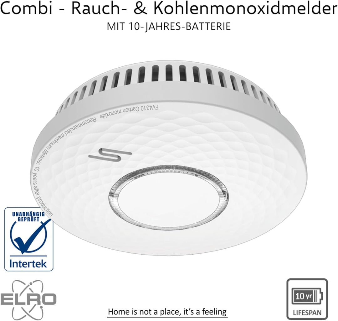ELRO FV4310 Kombi-Melder - Rauch- und Kohlenmonoxidmelder mit 10 Jahren Batterielaufzeit
