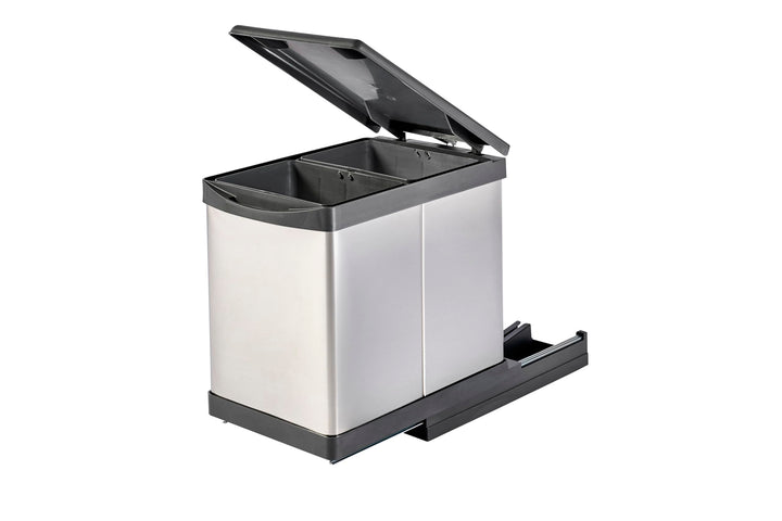Aspira Home Ausziehbarer Küchen Mülleimer, Edelstahl & Kunststoff „Müllomatic PRO 2 MINI“| Volumen: