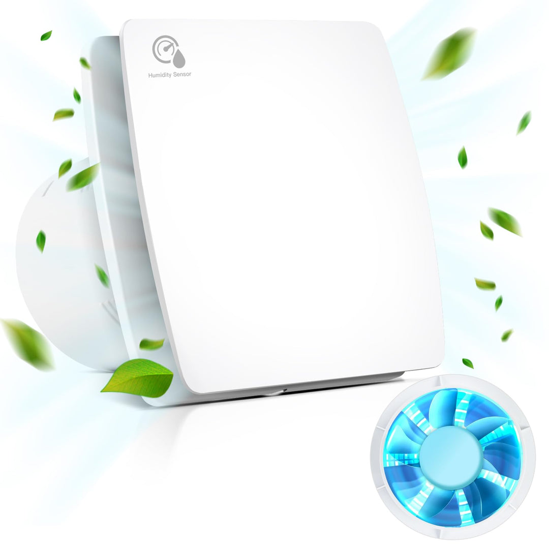 Badlüfter 100mm mit Nachlauf und Feuchtigkeitssensor, 12W Abluftventilator mit Rückstauklappe, 95m³/