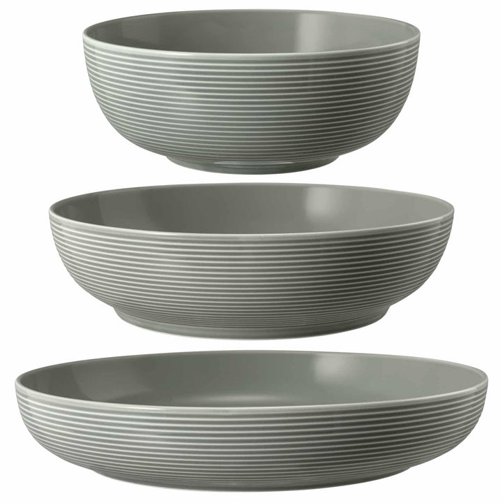 Seltmann Weiden Beat Color Glaze Foodbowl Set 3-teilig, Servierschalen-Set mit Rillenrelief, 20 | 25