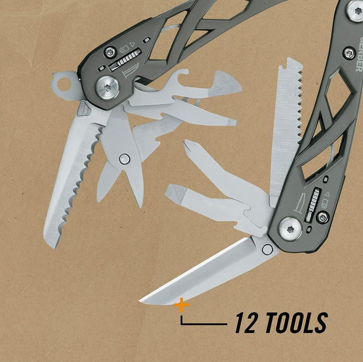 Gerber Multifunktionswerkzeug mit Nylon-Scheide und 12 Funktionen, Suspension Multi-Tool, 1003720 12