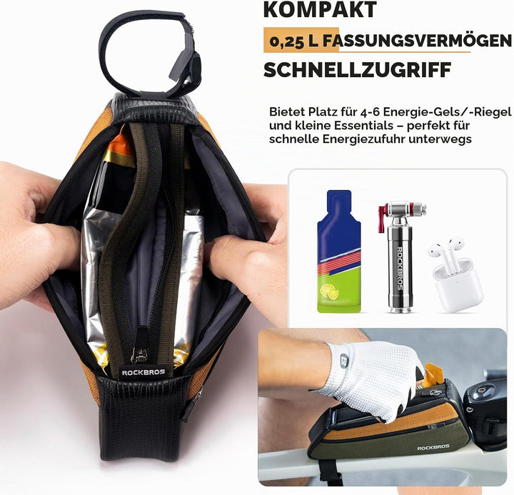 ROCKBROS Fahrrad Rahmentasche für Schnellen Zugriff, Kratzfest & Abriebfest Oberrohrtasche mit Refle