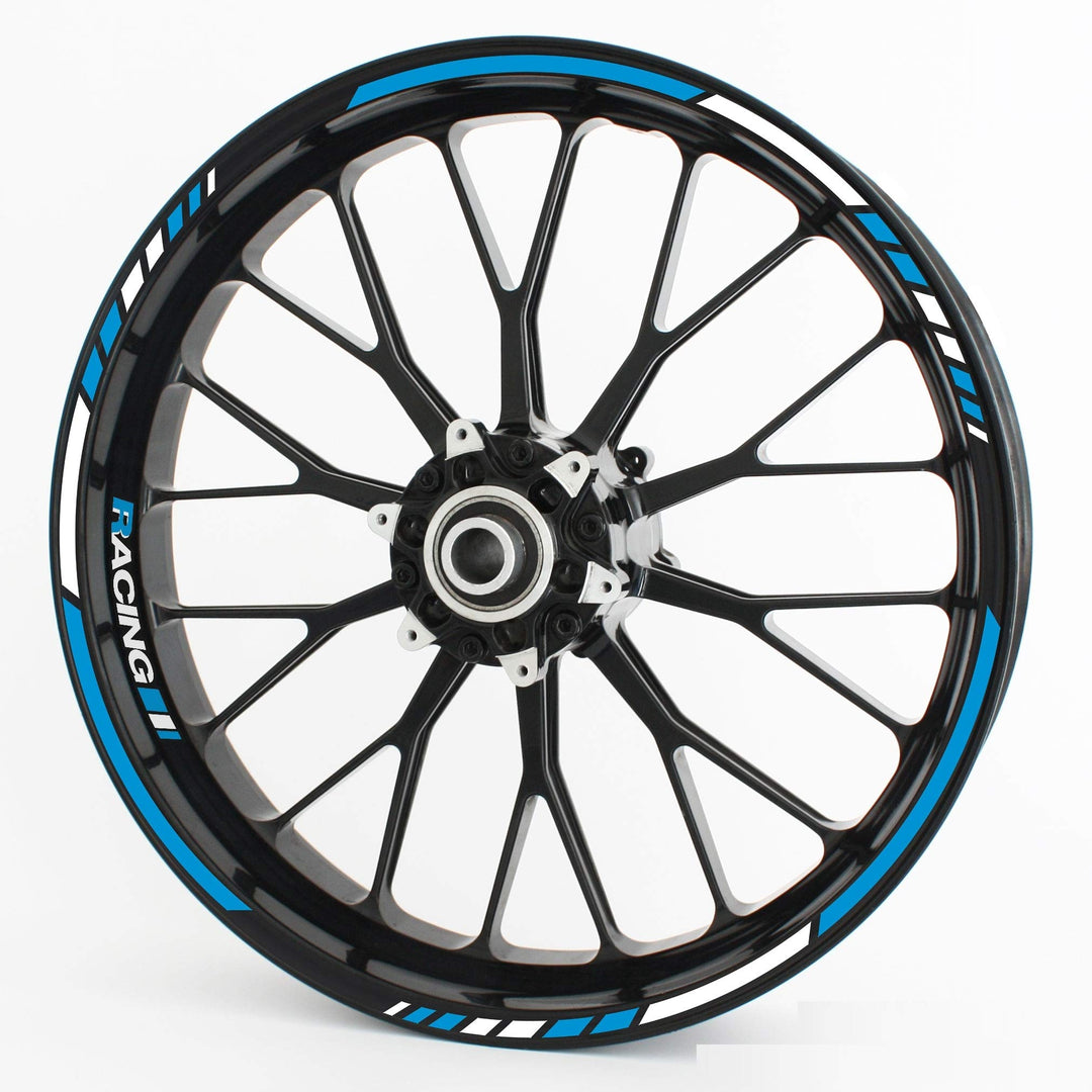 Felgenrandaufkleber RS - Komplettset für 15" 16" 17" 18" 19" - Farbe & Design wählbar - Hellblau, De