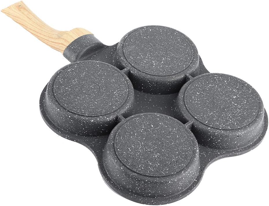 Langlebiger Pfannkuchenhersteller, Aluminium-Maifan-Steinbeschichtung Antihaft-4-Loch-Omelettpfanne,