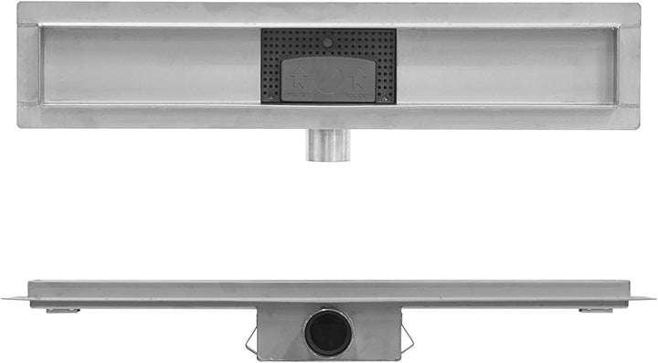 Elbe® Duschrinne 70 cm aus Edelstahl, 3-reihig-Schlitzm Muster, Duschablauf mit Siphon und Haarsieb,