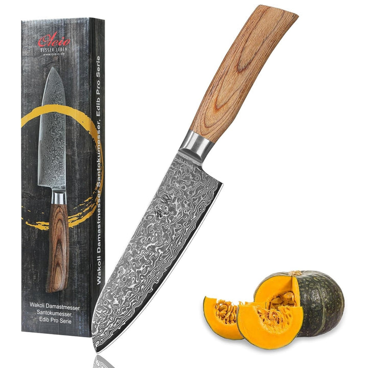 Wakoli EDIB Pro Damast Santokumesser 16,00 cm Klinge extrem scharf aus 67 Lagen mit VG10 Stahlkern I