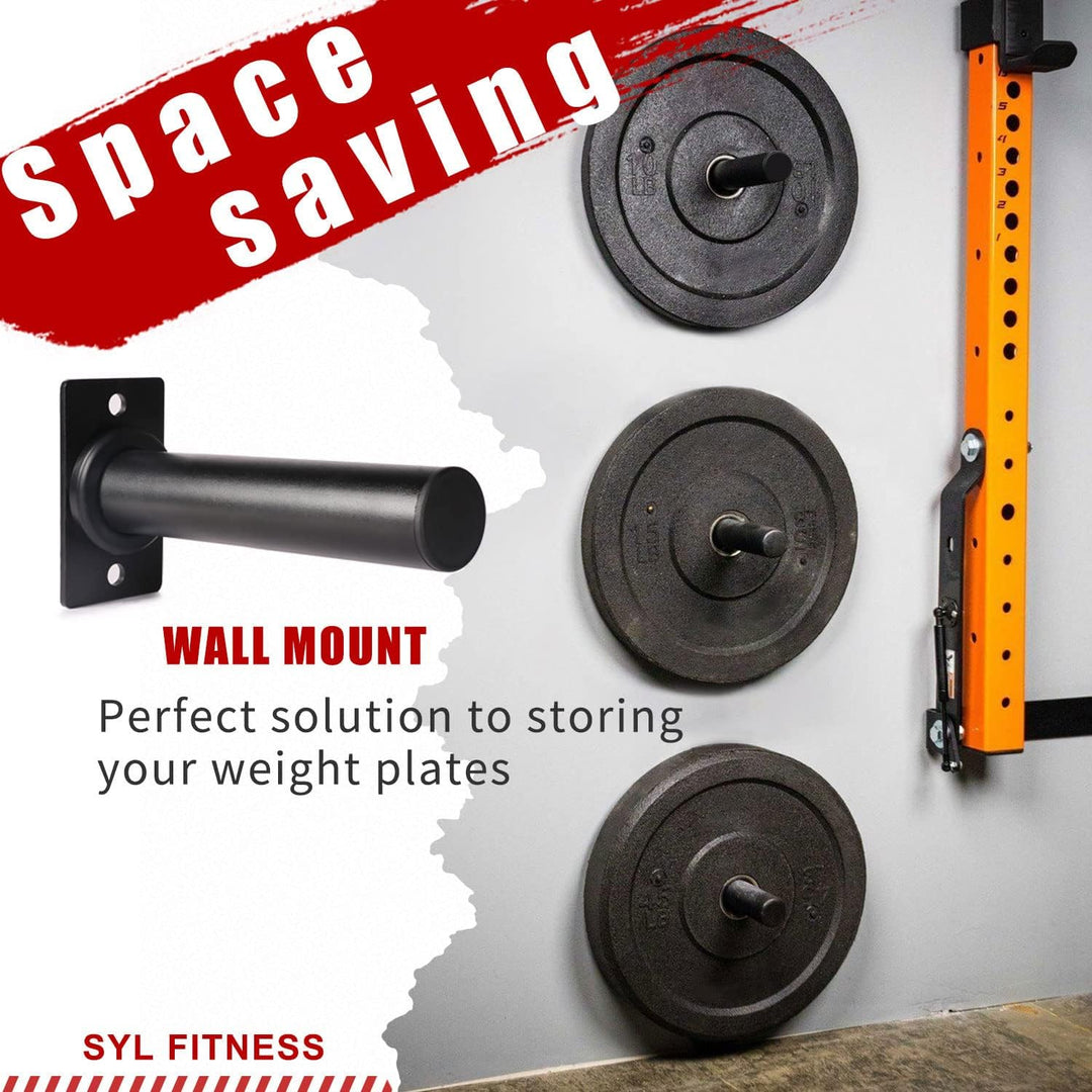 SYL Fitness Wall Mounted Olympic Weight Plate Holder - Fits 2" Olympic Weight