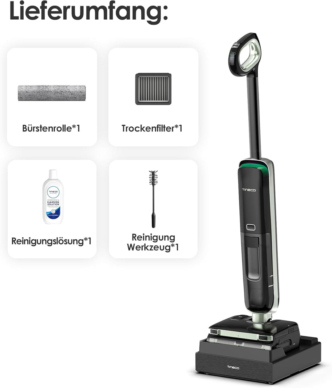 Tineco Floor ONE S7 Master Nass Trockensauger, StreakFree-Abzieher, 9,9 cm Superflaches Gehäuse, 23